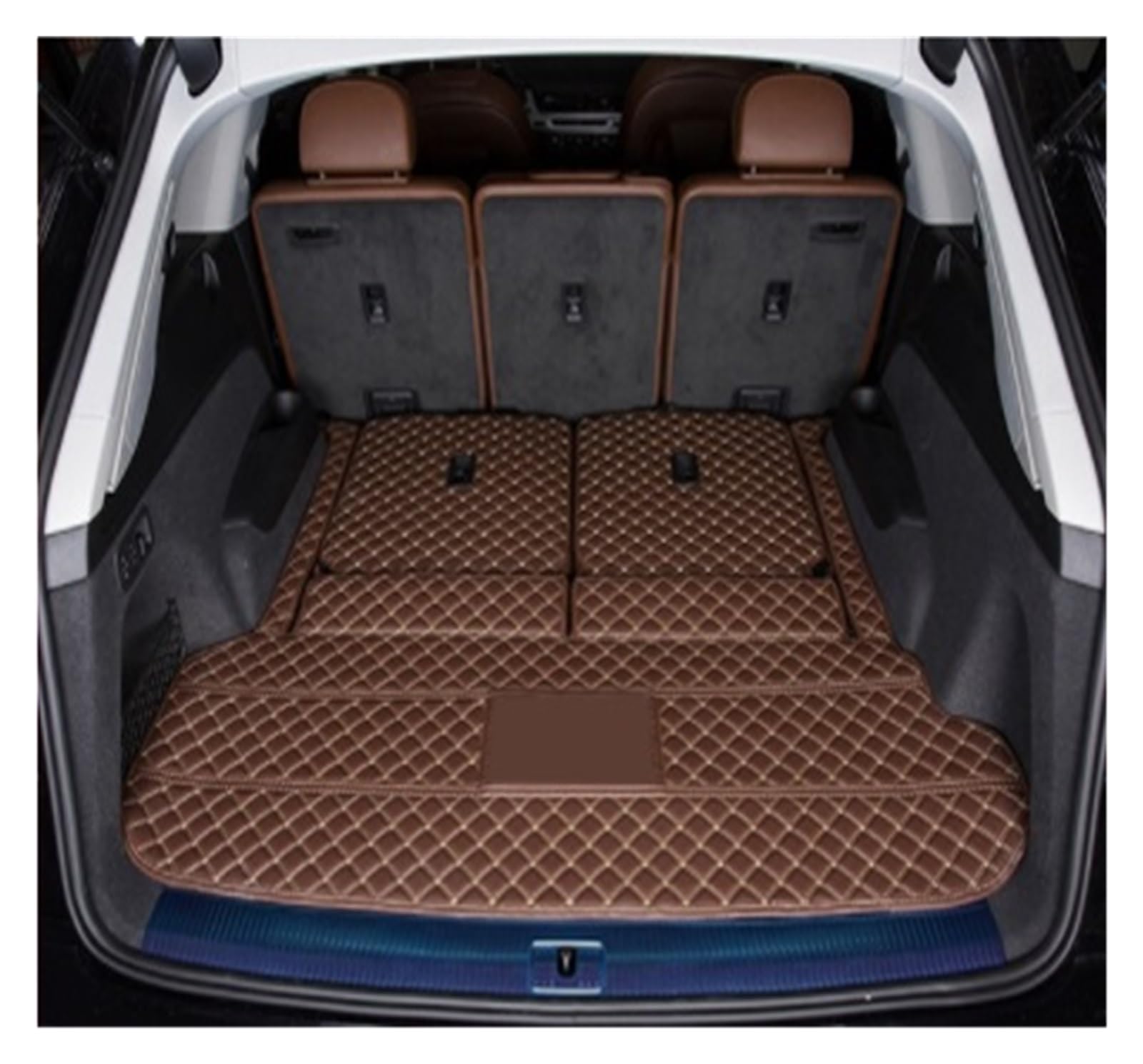 NVETJMUA Kofferraummatten Für Q7 7 Sitzer 2022 Leder Kofferraum Matten Cargo-Liner para Auto Alfombrillas Coche Tapetes para Carro Kofferraumschutz(Brown-A) von NVETJMUA