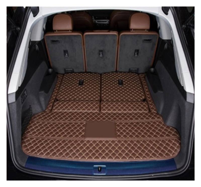 NVETJMUA Kofferraummatten Für Q7 7 Sitzer 2022 Leder Kofferraum Matten Cargo-Liner para Auto Alfombrillas Coche Tapetes para Carro Kofferraumschutz(Brown-A) von NVETJMUA