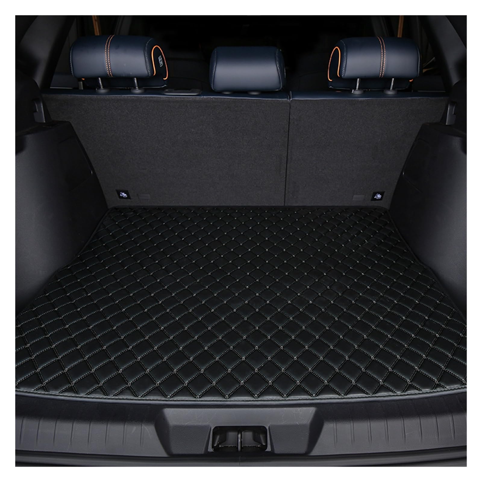 NVETJMUA Kofferraummatten Für Tesla Für Modell 3 Y S X 2022 Kofferraum Matte wasserdichte Leder Auto Zubehör Kofferraumschutz(Black-A) von NVETJMUA