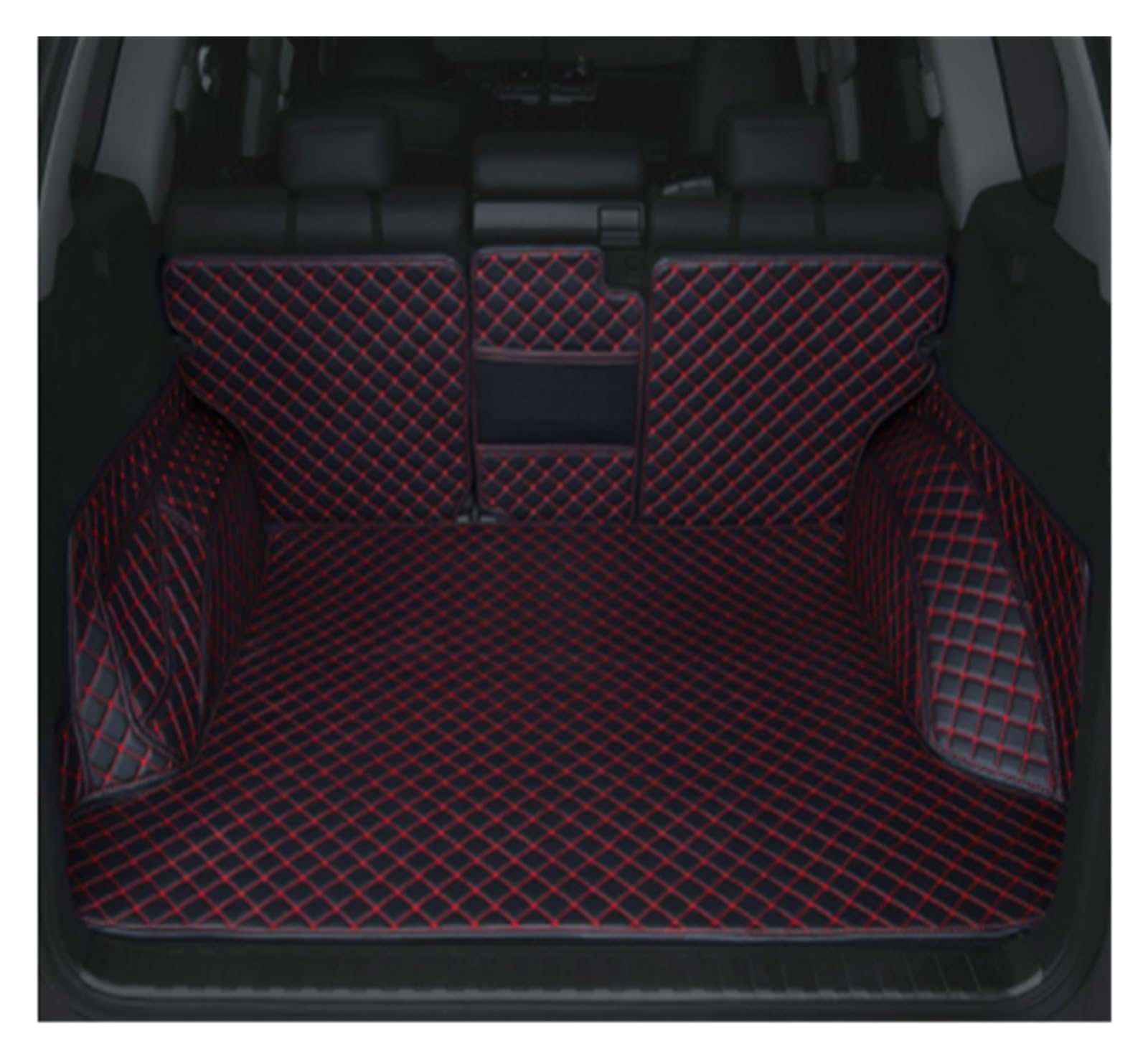 NVETJMUA Kofferraummatten Für Toyota Für Prado 150 2010 2011 2012 2013 2017 2018 Auto Stamm Matten Anti-Schmutzig Schutz Tablett Cargo-Liner Kofferraumschutz(Black red-A) von NVETJMUA