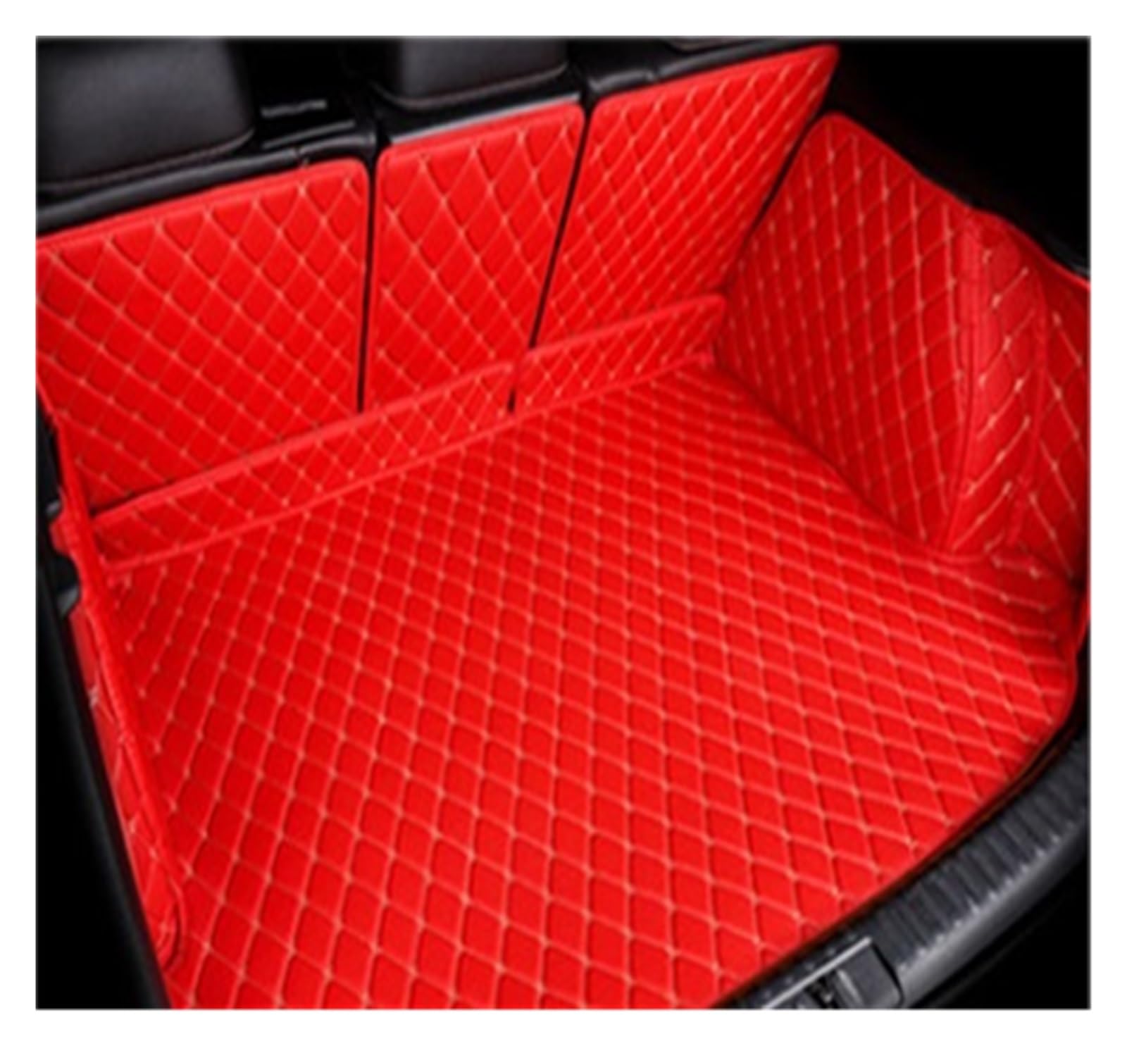 NVETJMUA Kofferraummatten Für Toyota Für RAV4 2019 2020 Leder Kofferraum Matte Stamm Boot Cargo Mat Fach Slip Hintere Abdeckung Pad Kofferraumschutz(Red-B) von NVETJMUA