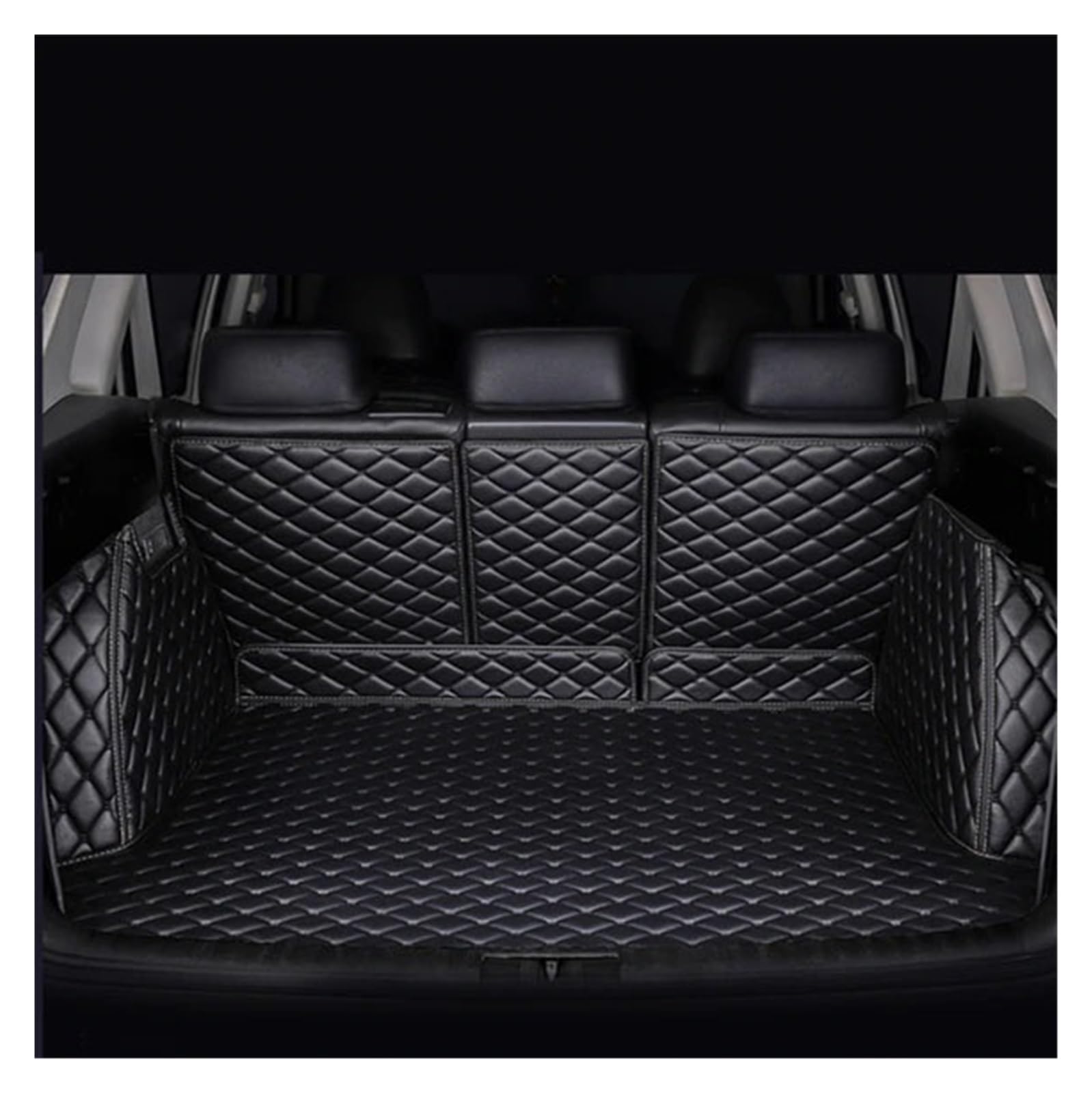 NVETJMUA Kofferraummatten Für VW Für Touareg 7L 2002 2003 2004 2005 2006 2007 2008 2009 5 Sitz Auto Stamm Matten Wasserdicht Pads Fach Hinten Stamm Matt Teppich Kofferraumschutz(Black Black-B) von NVETJMUA