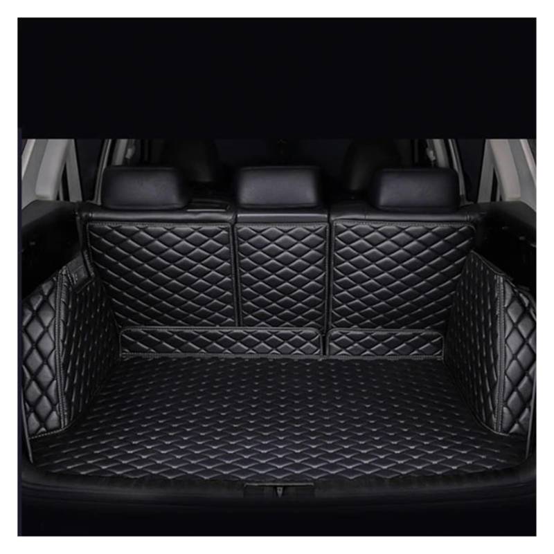 NVETJMUA Kofferraummatten Für VW Für Touareg 7L 2002 2003 2004 2005 2006 2007 2008 2009 5 Sitz Auto Stamm Matten Wasserdicht Pads Fach Hinten Stamm Matt Teppich Kofferraumschutz(Black Black-B) von NVETJMUA