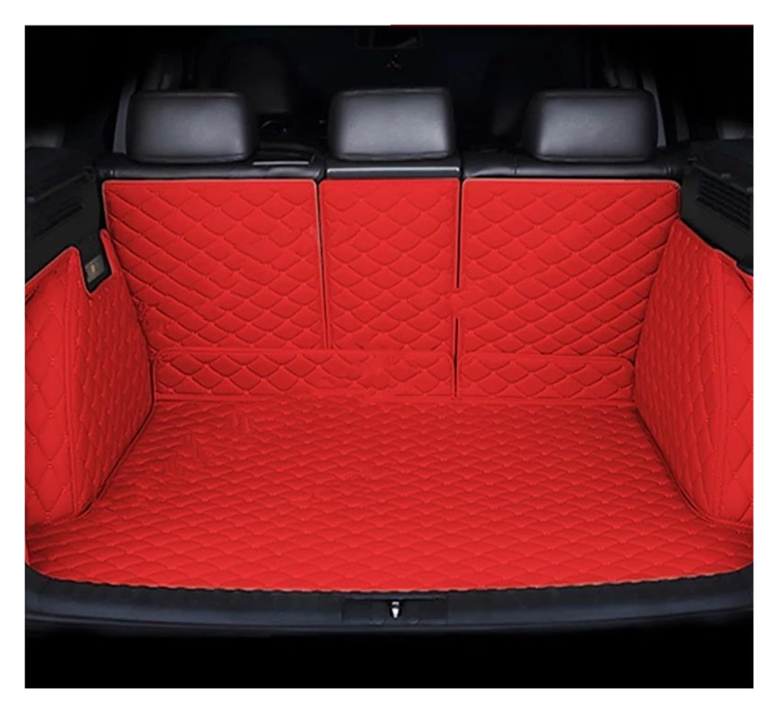 NVETJMUA Kofferraummatten Für VW Für Touareg 7L 2002 2003 2004 2005 2006 2007 2008 2009 5 Sitz Auto Stamm Matten Wasserdicht Pads Fach Hinten Stamm Matt Teppich Kofferraumschutz(Racing Red-B) von NVETJMUA