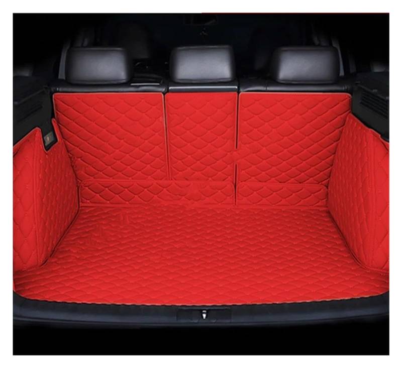 NVETJMUA Kofferraummatten Für VW Für Touareg 7L 2002 2003 2004 2005 2006 2007 2008 2009 5 Sitz Auto Stamm Matten Wasserdicht Pads Fach Hinten Stamm Matt Teppich Kofferraumschutz(Racing Red-B) von NVETJMUA