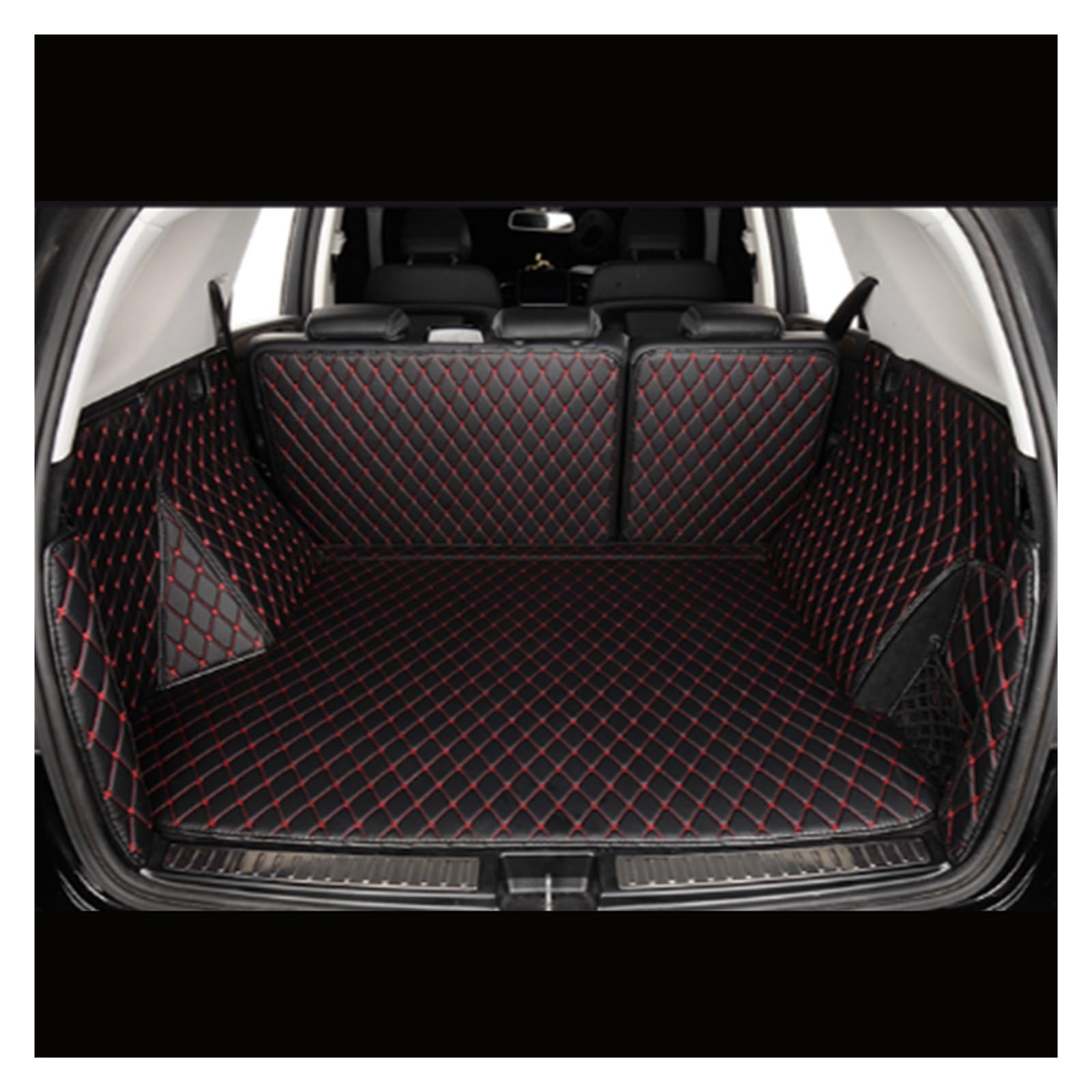 NVETJMUA Kofferraummatten Für Volvo Für V90 2017 2018 2019 2020 2021 2022 2023 2024 Auto Stamm Matten Auto Cargo-Liner Pads Auto Boot Teppich Kofferraumschutz(Black with red) von NVETJMUA