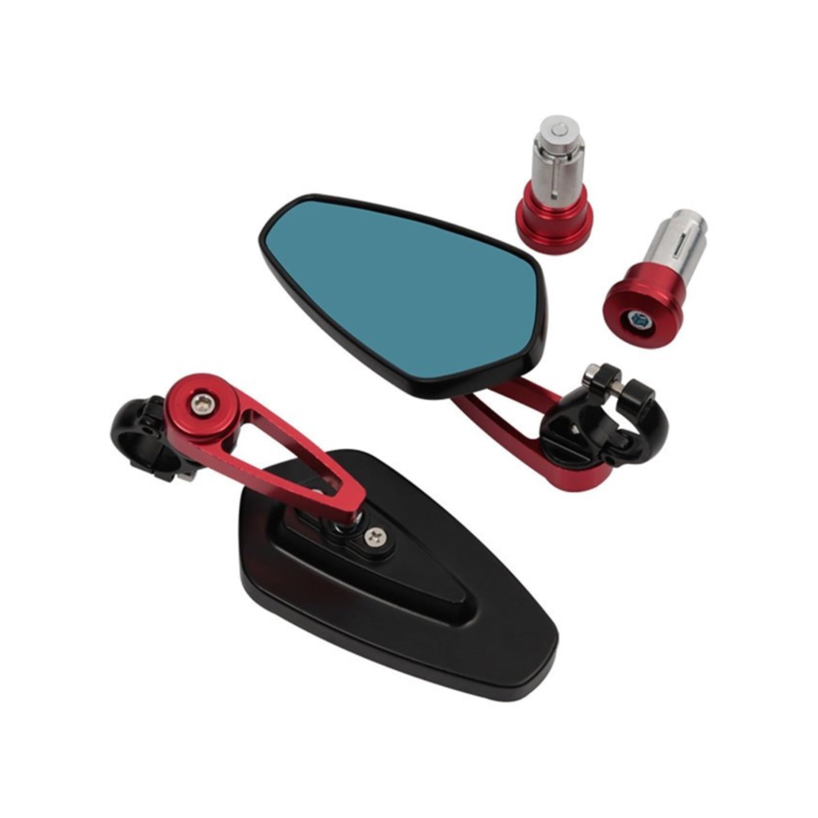 NVETJMUA Motorrad Lenkerendenspiegel Für Ducati Für Monster 696 795 796 797 821 937 S2R 800 Motorrad 22mm 7/8 "Bar Grips End Rearview Außenspiegel Lenkerspiegel Motorrad(Red) von NVETJMUA