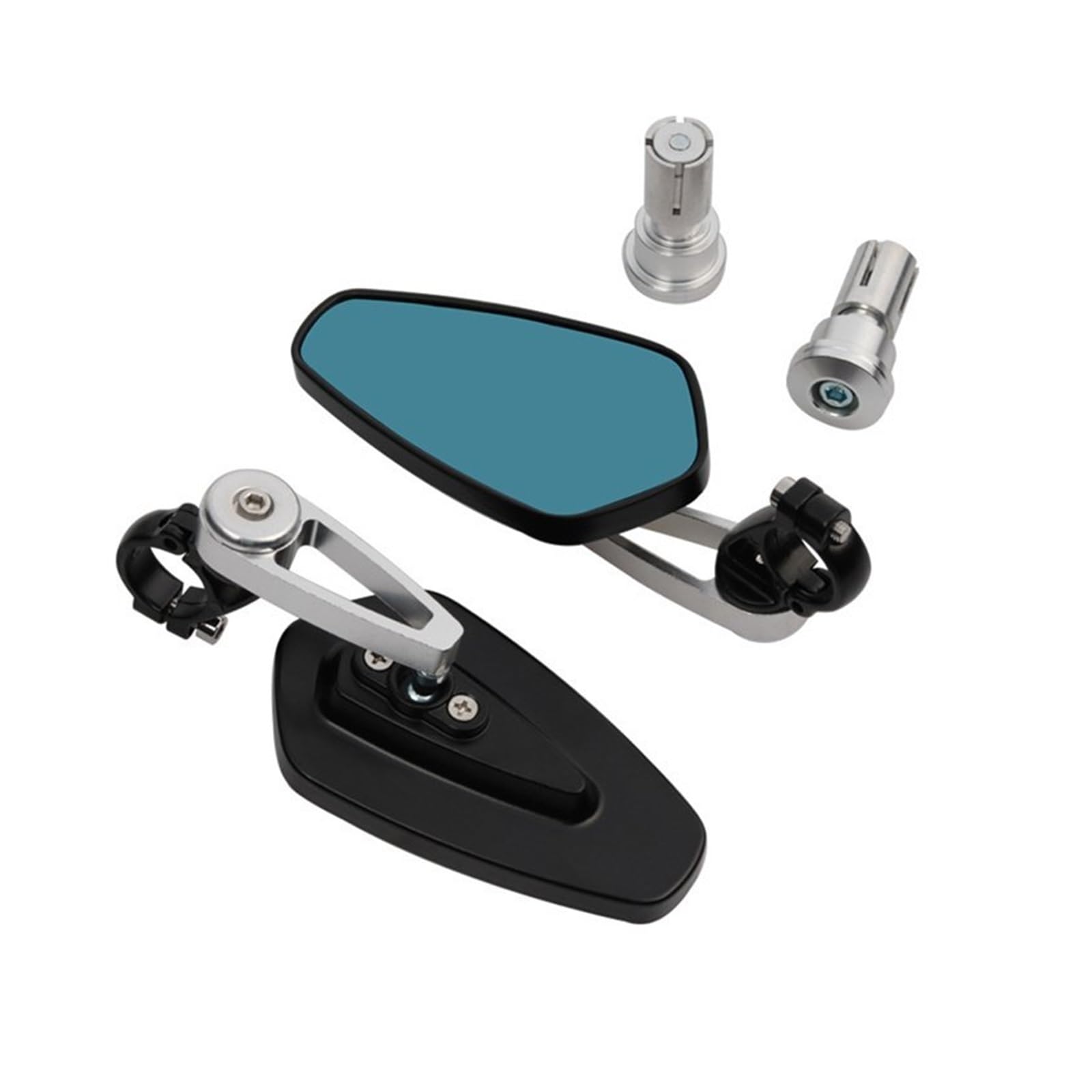 NVETJMUA Motorrad Lenkerendenspiegel Für Ducati Für Monster 696 795 796 797 821 937 S2R 800 Motorrad 22mm 7/8 "Bar Grips End Rearview Außenspiegel Lenkerspiegel Motorrad(Silber) von NVETJMUA