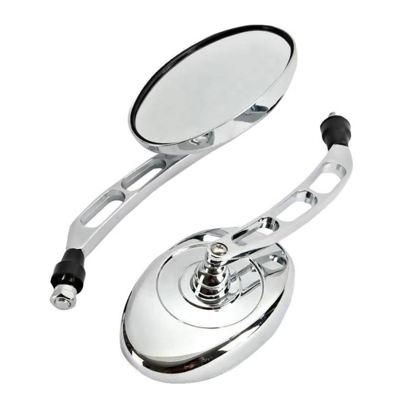 NVETJMUA Motorrad Lenkerendenspiegel Für Kawasaki Für Vulcan VN 800 900 1500 1600 1700 2000 10mm Chrome Oval Motorrad Rearview Außenspiegel Lenkerspiegel Motorrad von NVETJMUA