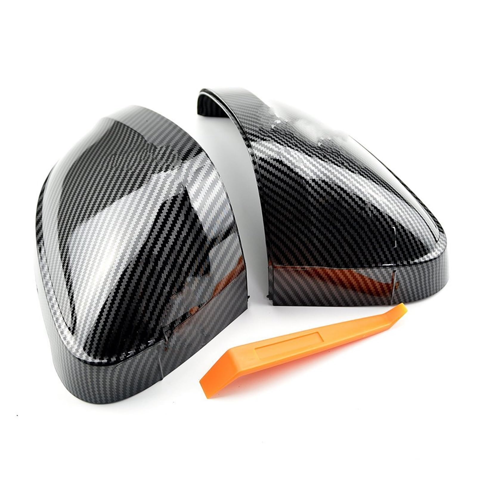 Spiegelkappen Für A4 B9 A5 2017-2019 EIN Paar Carbon Black Und Bright Black Rückspiegelgehäuse Seitenspiegelschale Außenspiegelkappe(No Side Assist-B) von NVETJMUA