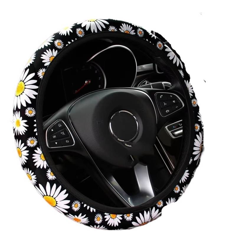 Lenkradbezug Abdeckung Handbremse Abdeckung Griff Abdeckung 3 Stück Stoff Karo Blume Spinnennetz Auto Ohne Innenring Lenkrad Auto Lenkradschutz(Chrysanthemum) von NVNGPGPBDM