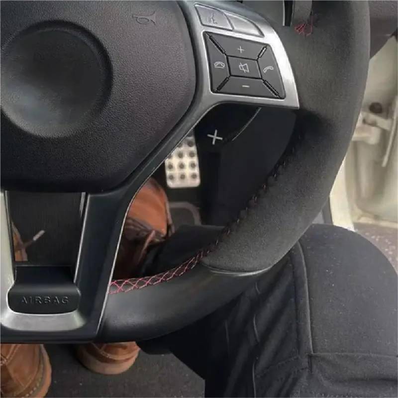 Lenkradbezug Für Benz Für A45 Für AMG Für W176 Für C63 Für W204 Für CLA Für C117 Für CLS Für S-Modell 2011-2016 Auto Lenkrad Abdeckung Auto Lenkradschutz(Black Thread) von NVNGPGPBDM