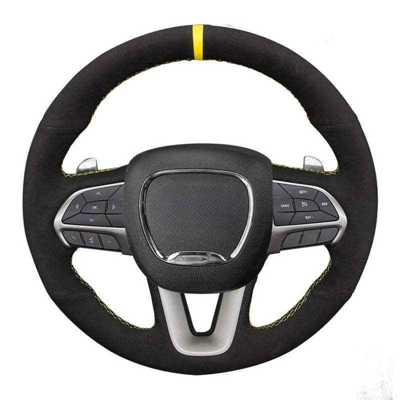 Lenkradbezug Für Dodge Für Challenger Für Ladegerät 2015-2021 Für Dodge Für Durango 2018-2021 Leder Wildleder Auto Lenkrad Abdeckung Auto Lenkradschutz(Yellow Thread) von NVNGPGPBDM
