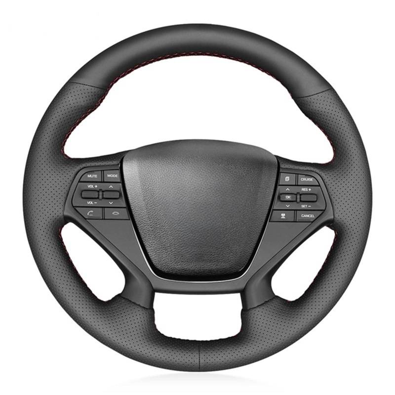 Lenkradbezug Für Hyundai Für Sonata 9 2015 2016 2017 Für 4-Speichen Schwarz Künstliche Leder Hand-genäht Auto Lenkrad Abdeckung Auto Lenkradschutz(Gray Thread) von NVNGPGPBDM
