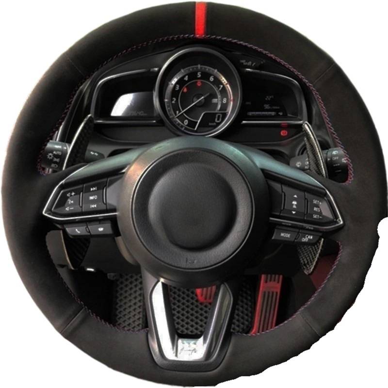 Lenkradbezug Für Mazda 3 Für Axela 2017-2019 Für Mazda 6 Für Atenza 2017-2019 Für CX-3 CX-4 CX-5 CX-9 CX9 CX-8 Auto Lenkrad Abdeckung Schwarz Wildleder Auto Lenkradschutz(Blue Thread) von NVNGPGPBDM