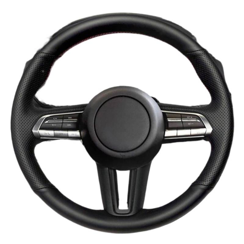 Lenkradbezug Für Mazda 3 Für Axela 2019 2020 Für CX-30 2020 Für MX-30 2020 Handgenähte Schwarze Künstliche Leder Auto Lenkrad Abdeckung Auto Lenkradschutz(Blue Thread) von NVNGPGPBDM