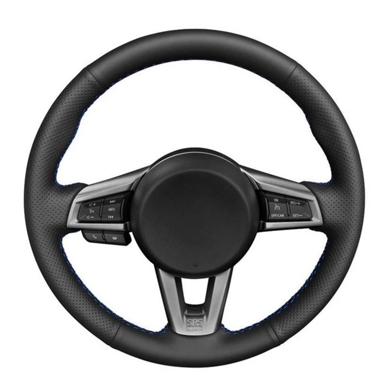 Lenkradbezug Für Mazda Für MX5 Für MX-5 2016 2017 2018 2019 2020 Auto Lenkrad Abdeckung Hand-genäht Weiche Schwarz PU Künstliche Leder Auto Lenkradschutz(Black Thread) von NVNGPGPBDM