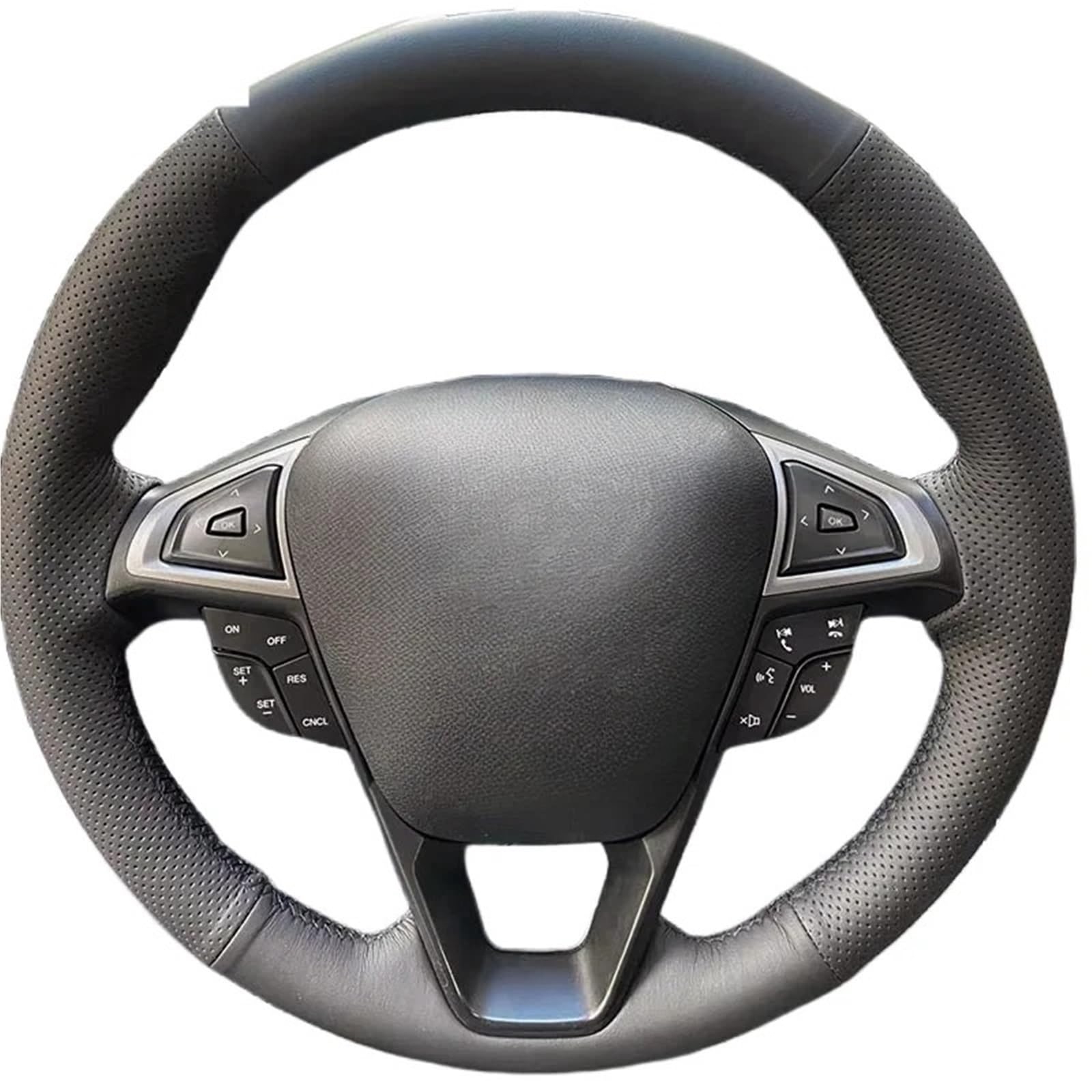 Lenkradbezug Für Mondeo Für Fusion 2013-2019 Für Edge 2015-2018 Hand Geflecht Auto Lenkrad Abdeckung Perforierte Mikrofaser Leder Auto Lenkradschutz(Black Thread) von NVNGPGPBDM