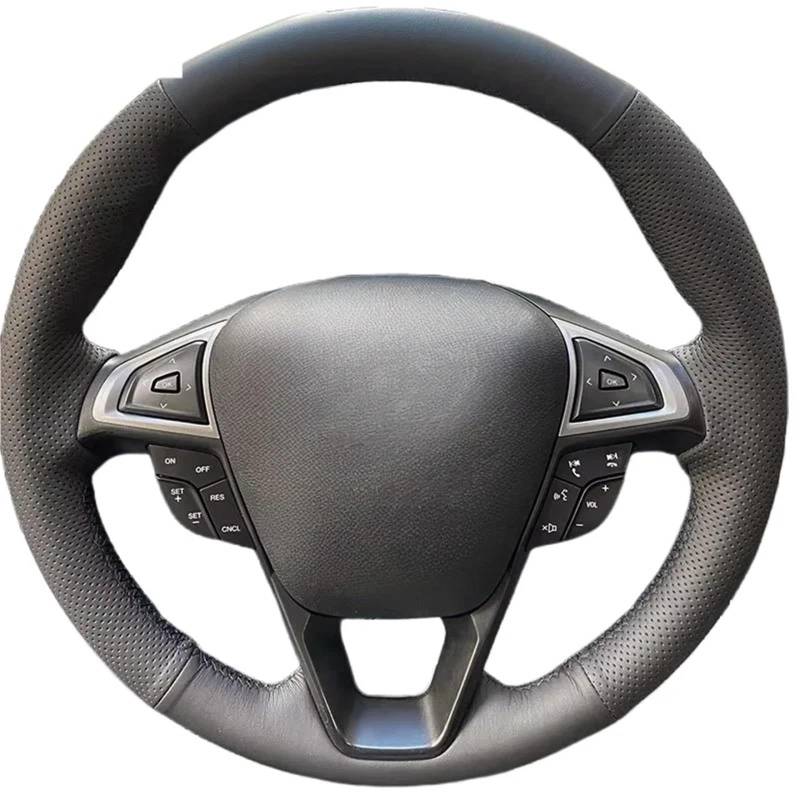 Lenkradbezug Für Mondeo Für Fusion 2013-2019 Für Edge 2015-2018 Hand Geflecht Auto Lenkrad Abdeckung Perforierte Mikrofaser Leder Auto Lenkradschutz(Black Thread) von NVNGPGPBDM