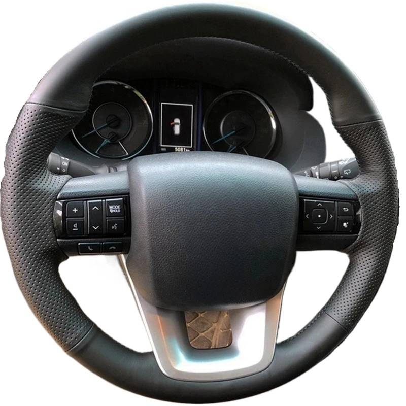 Lenkradbezug Für Toyota Für Fortuner 2016-2019 Für Hilux 2015-2019 Schwarz Künstliche Leder Hand-Genäht Auto Lenkrad Abdeckung Auto Lenkradschutz(Red Thread) von NVNGPGPBDM