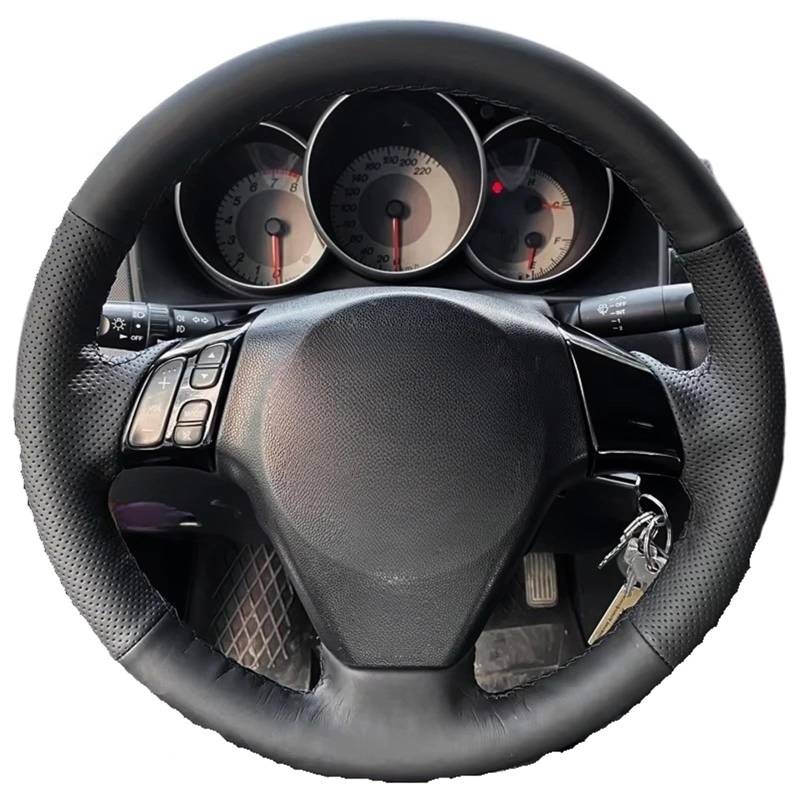 Lenkradbezug Geflecht Auf Lenkrad Auto Innen Lenkrad Abdeckung Für Alte Für Mazda 3 Für Mazda 5 Für Mazda 6 Für Pentium Für B70 Auto Lenkradschutz(White Thread) von NVNGPGPBDM