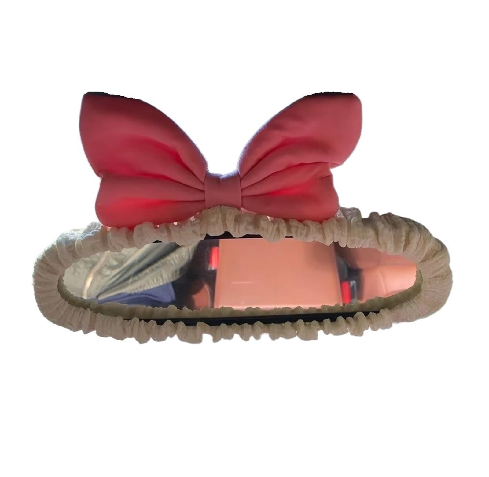 Spiegelkappen Auto Innen Rückspiegel Fall Decor Zubehör Frauen Samt Retro Rote Schleife Auto Spiegel Abdeckung Stretch Weiche Plüsch Rückspiegel Abdeckung(Big pink Bow) von NVNGPGPBDM