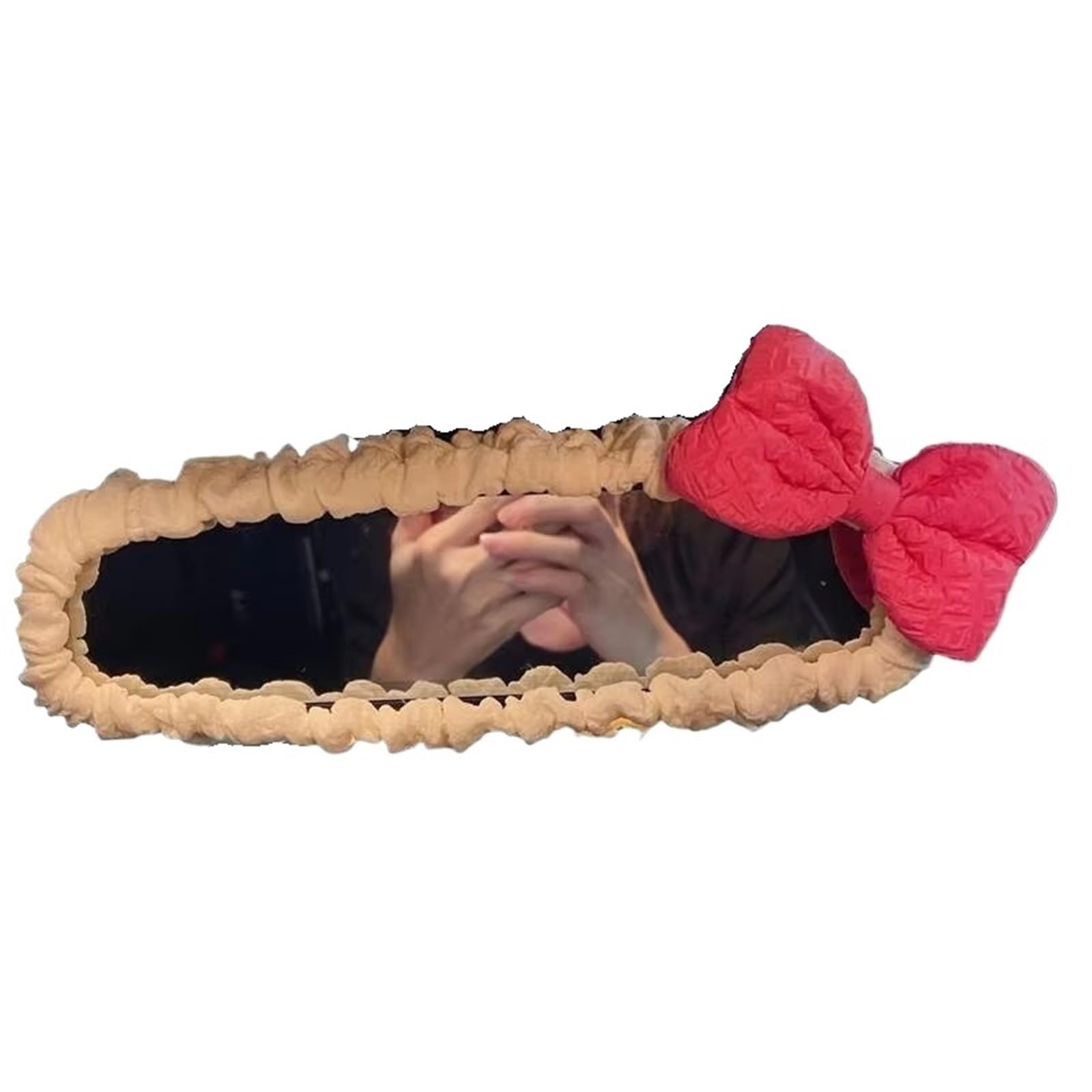 Spiegelkappen Auto Innen Rückspiegel Fall Decor Zubehör Frauen Samt Retro Rote Schleife Auto Spiegel Abdeckung Stretch Weiche Plüsch Rückspiegel Abdeckung(Small pink Bow) von NVNGPGPBDM