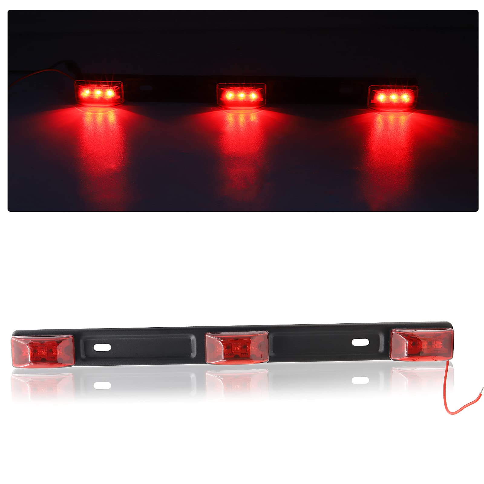 38,1 cm 9 LEDs rote Anhänger-Lichtleiste aus Edelstahl, Identifikation, Lauf-ID-Leiste, Markierung, Rücklichtleiste für Motorräder, Boote, Anhänger, 1 Stück 38,1 cm 9 LEDs rote Anhänger-Lichtleiste aus Edelstahl, Identifikation, Lauf-ID-Leiste, Markierung, Rücklichtleiste für Motorräder, Boote, Anhänger, 1 Stück von NWpangu