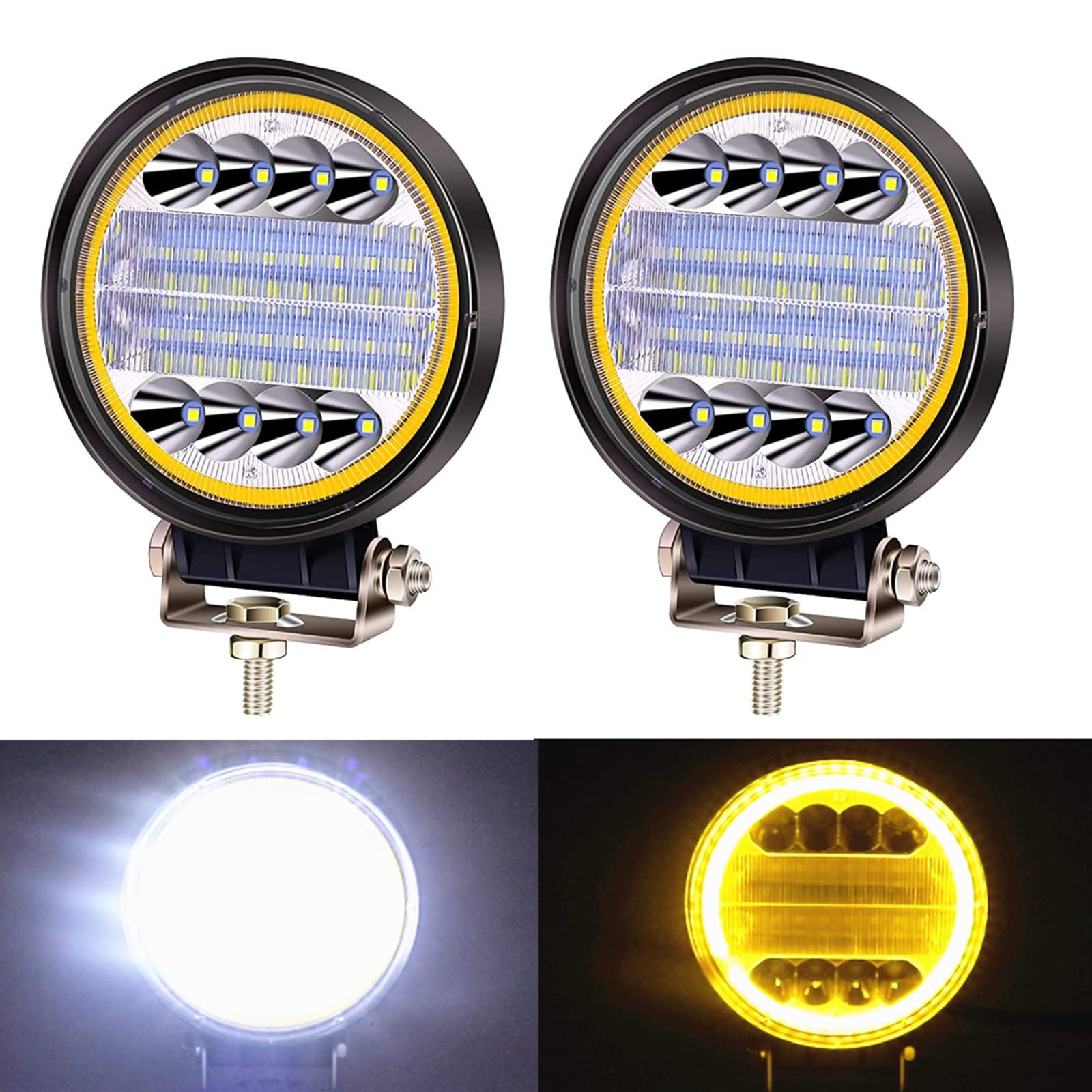 NWpangu 2 Stück 72 W Arbeitsscheinwerfer Traktor 4,5 Zoll LED DRL Gelb Angel Eye Projektor LED Nebelscheinwerfer Offroad Boot LKW SUV ATV 4x4 NWpangu 2 Stück 72 W Arbeitsscheinwerfer Traktor 4,5 Zoll LED DRL Gelb Angel Eye Projektor LED Nebelscheinwerfer Offroad Boot LKW SUV ATV 4x4 von NWpangu
