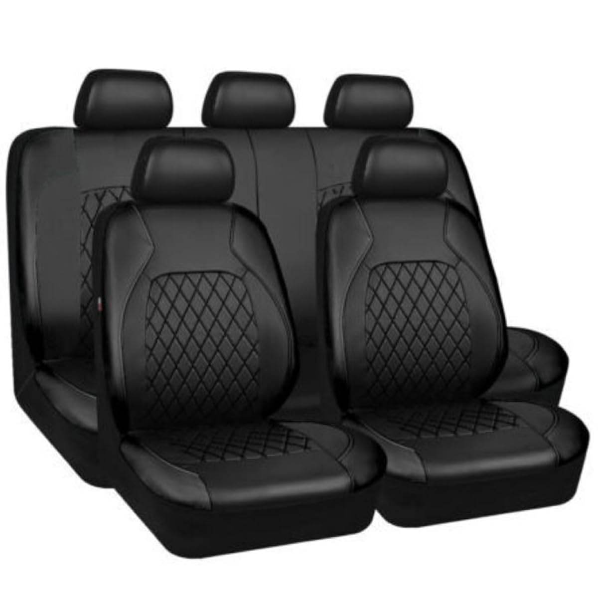 NYCH Sitzbezüge Auto Set für Ford Kuga MK2 2012 2013 2014 2015 2016 2017 2018 2019,5 Sitzer Schonbezüge Autositz 9 PCS Leder Autositzbezüge Sitzauflag,A/9pcs Set Black von NYCH