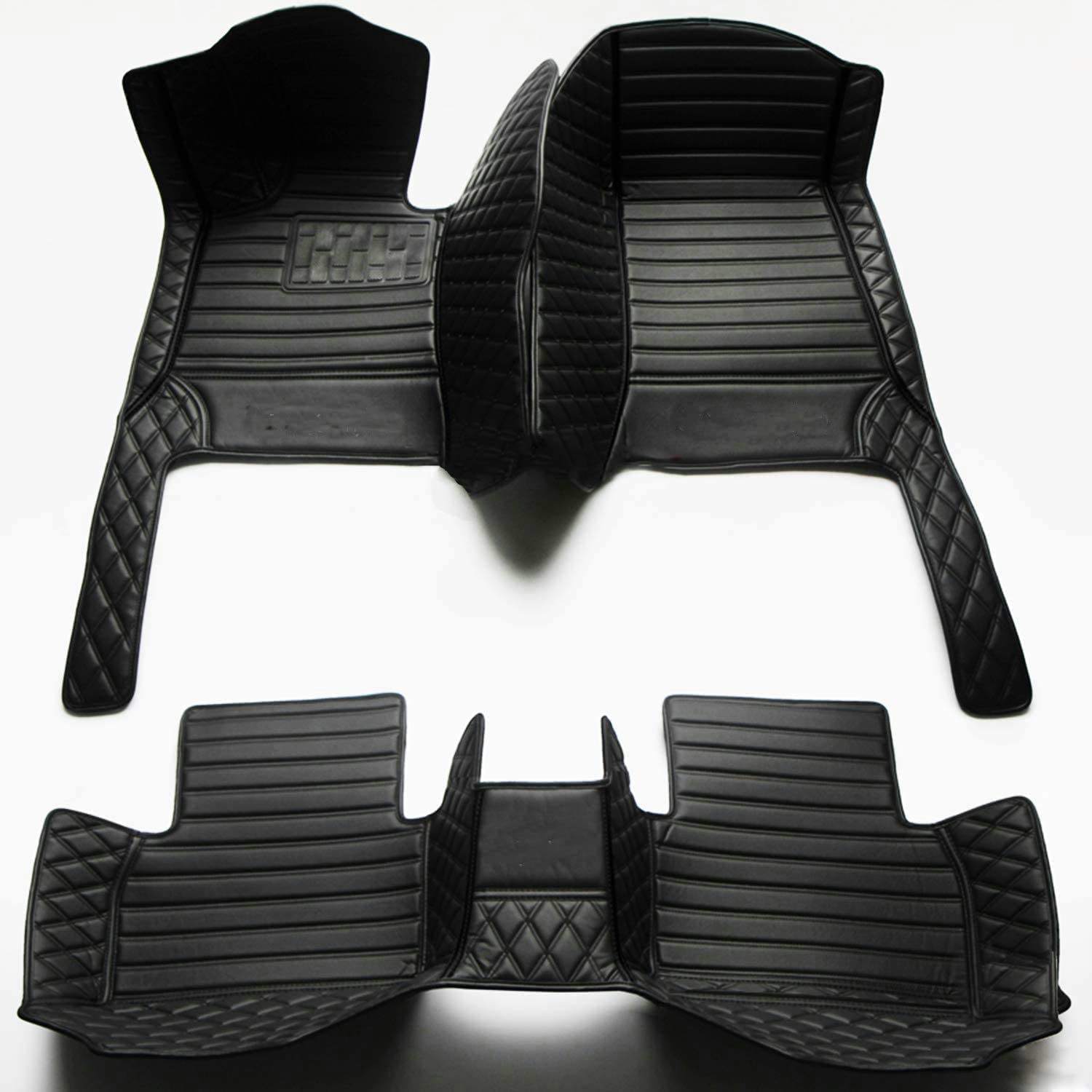 NYMCAR Kompatibel Nach Maß Auto FußMatten für Audi A1,A2,A3,A4,A5,A6,A7,A8,Q2,Q3,Q5,Q7Q,Q8,TT,R8,e-tron,Q4 e-tron,Automodelle 2000-2023 (Streifen Schwarz und Schwarz) von NYMCAR