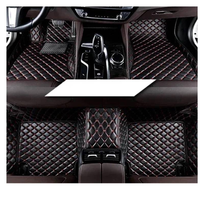 Autofußmatten Für Citroen C3-XR 2015-2018 Autoteppiche Leder Armaturenbrett Teppiche Autozubehör Auto-Fußmatten Fußmatten(Schwarz Rot) von NYSFGOFJGOM