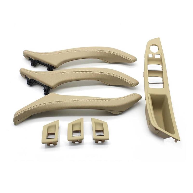 Türgriff Innen Rechtslenker RHD Beige Schwarz Autoinnenausstattung Leder Türgriff Montage 7-teiliges Set für 5 Series F10 F11 523i 525i 528i 530 Auto Innentürgriff(A Beige) von NYSFIFHSKFH