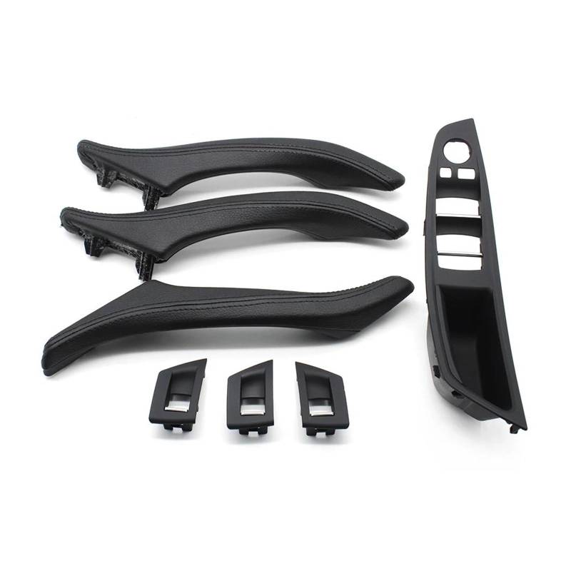 Türgriff Innen Rechtslenker RHD Beige Schwarz Autoinnenausstattung Leder Türgriff Montage 7-teiliges Set für 5 Series F10 F11 523i 525i 528i 530 Auto Innentürgriff(A Black) von NYSFIFHSKFH
