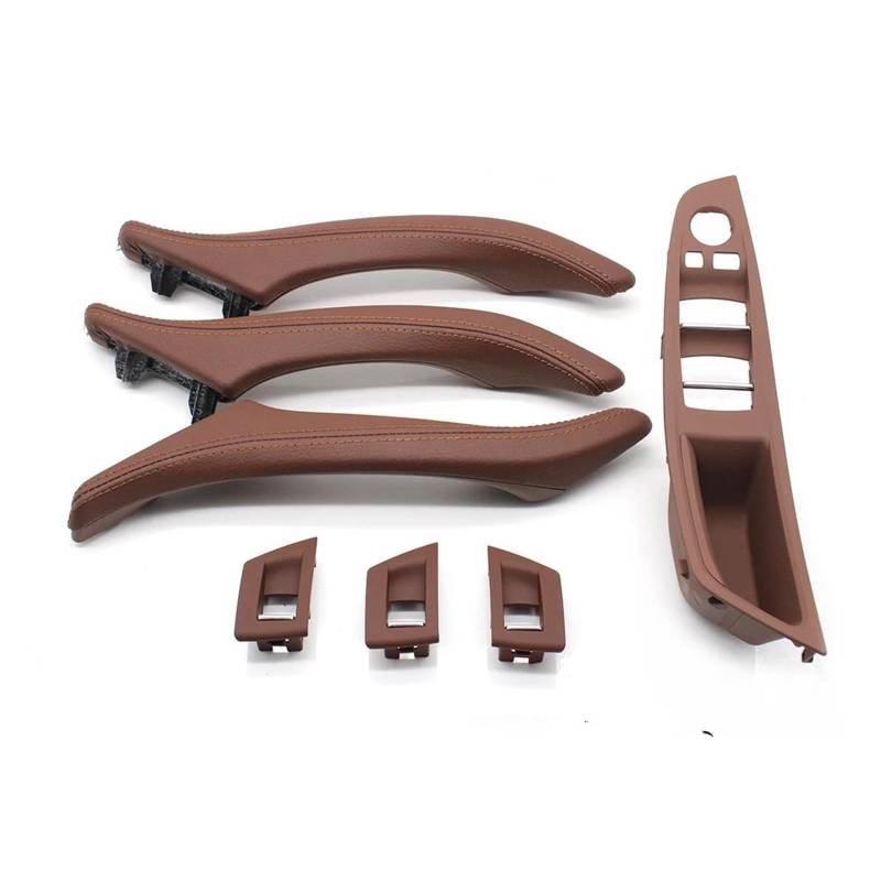 Türgriff Innen Rechtslenker RHD Beige Schwarz Autoinnenausstattung Leder Türgriff Montage 7-teiliges Set für 5 Series F10 F11 523i 525i 528i 530 Auto Innentürgriff(A Brown) von NYSFIFHSKFH
