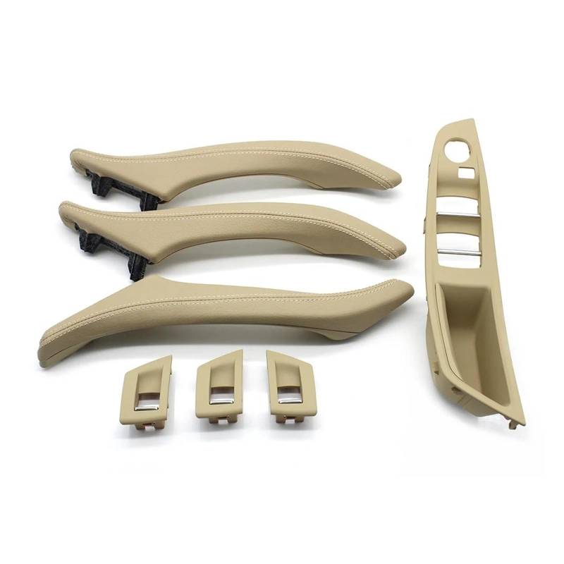 Türgriff Innen Rechtslenker RHD Beige Schwarz Autoinnenausstattung Leder Türgriff Montage 7-teiliges Set für 5 Series F10 F11 523i 525i 528i 530 Auto Innentürgriff(B Beige) von NYSFIFHSKFH
