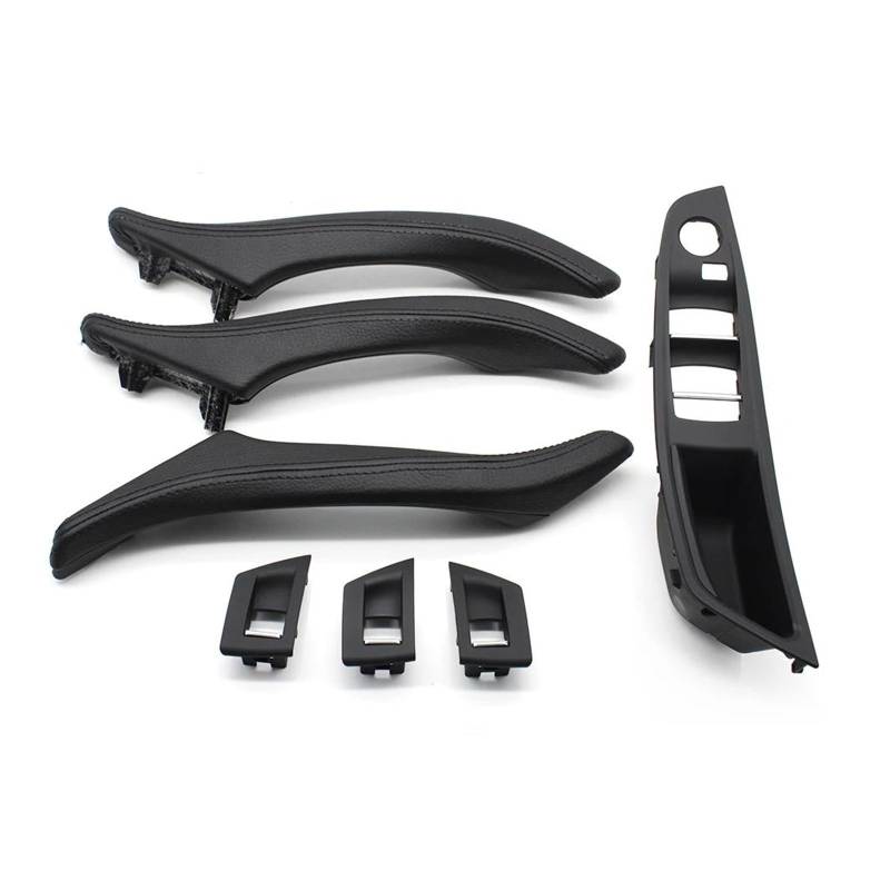 Türgriff Innen Rechtslenker RHD Beige Schwarz Autoinnenausstattung Leder Türgriff Montage 7-teiliges Set für 5 Series F10 F11 523i 525i 528i 530 Auto Innentürgriff(B Black) von NYSFIFHSKFH