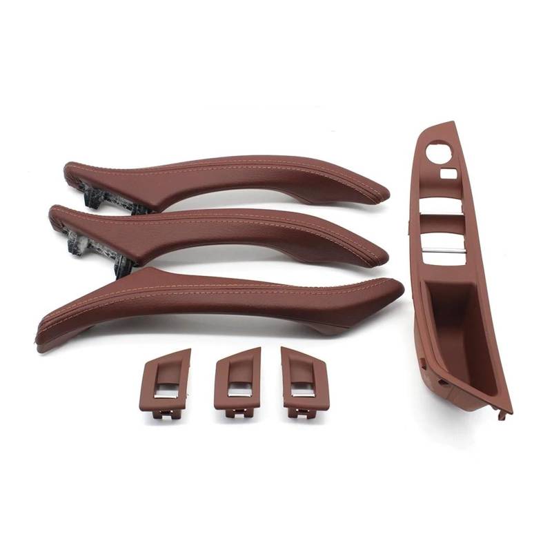 Türgriff Innen Rechtslenker RHD Beige Schwarz Autoinnenausstattung Leder Türgriff Montage 7-teiliges Set für 5 Series F10 F11 523i 525i 528i 530 Auto Innentürgriff(B Redbrown) von NYSFIFHSKFH