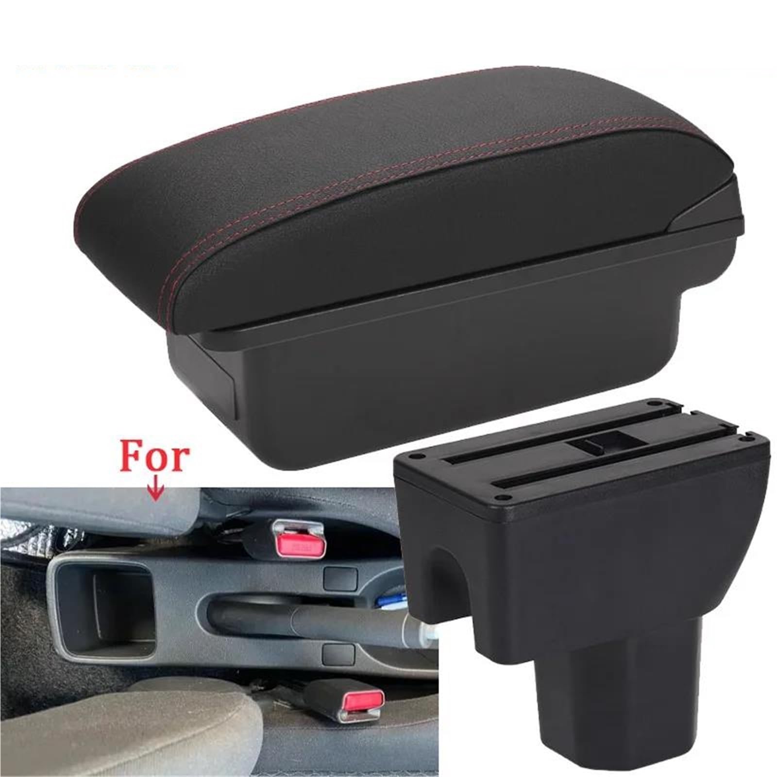 Auto Mittelarmlehne Armlehne Box Für Suzuki Für Splash Auto Lagerung Box Arm Auto Armlehne Innen Details Nachrüstteile PU Leder Kfz Stauraum(Style C1) von NYSQOFMB