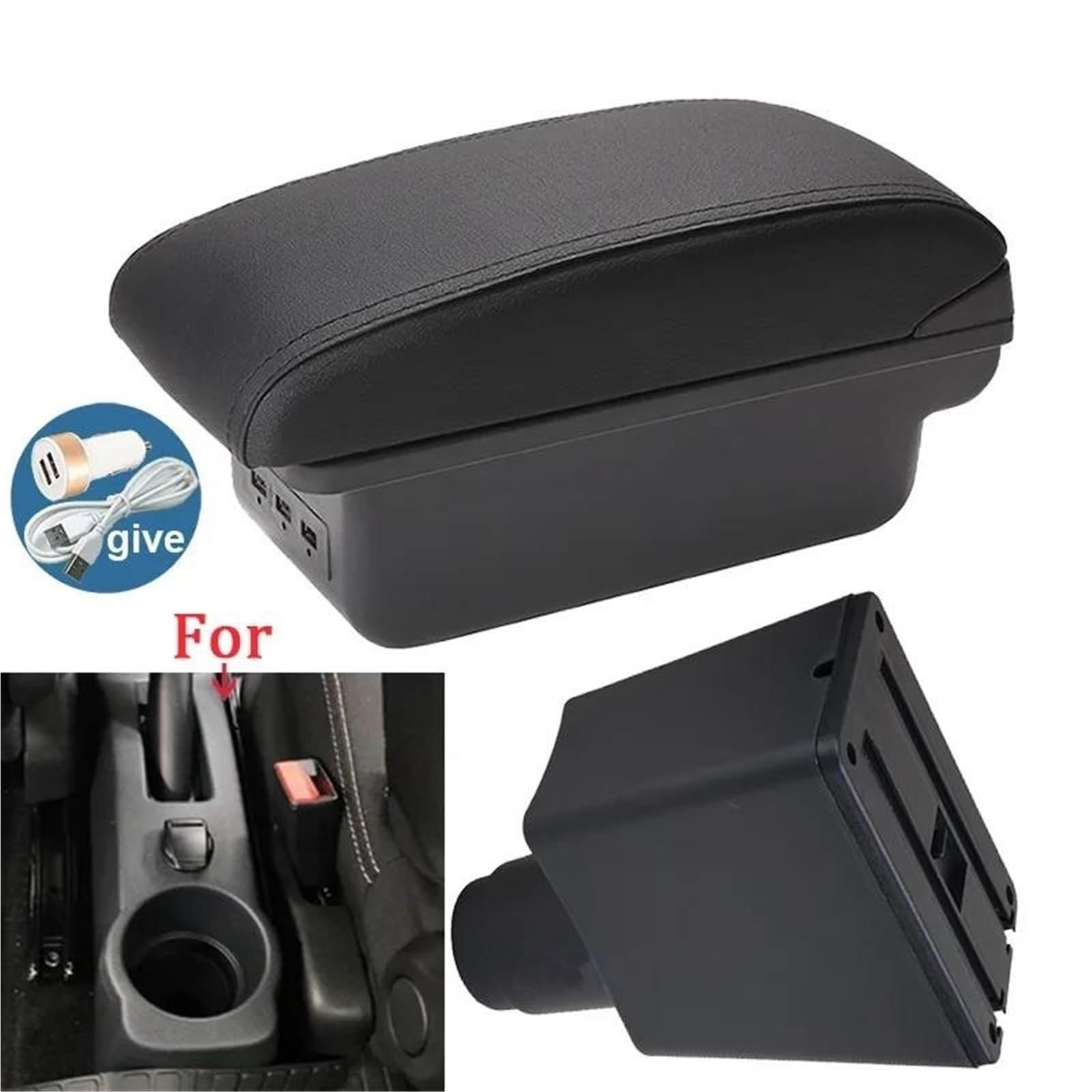 Auto Mittelarmlehne Armlehne Für Logan 2 Für Sandero 2 Auto Armlehne Box Innen Spezielle Teile Zubehör Center Storage Box Kfz Stauraum(Style B2) von NYSQOFMB