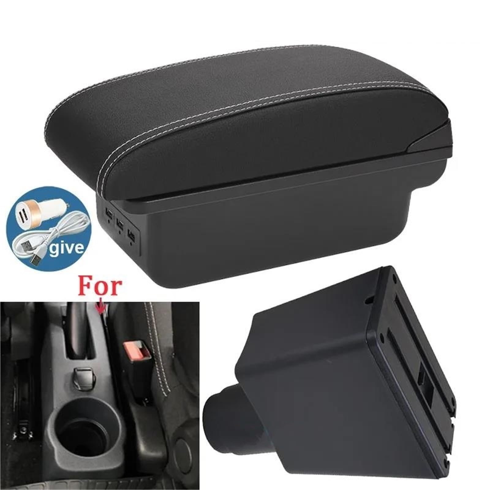 Auto Mittelarmlehne Armlehne Für Logan 2 Für Sandero 2 Auto Armlehne Box Innen Spezielle Teile Zubehör Center Storage Box Kfz Stauraum(Style B3) von NYSQOFMB