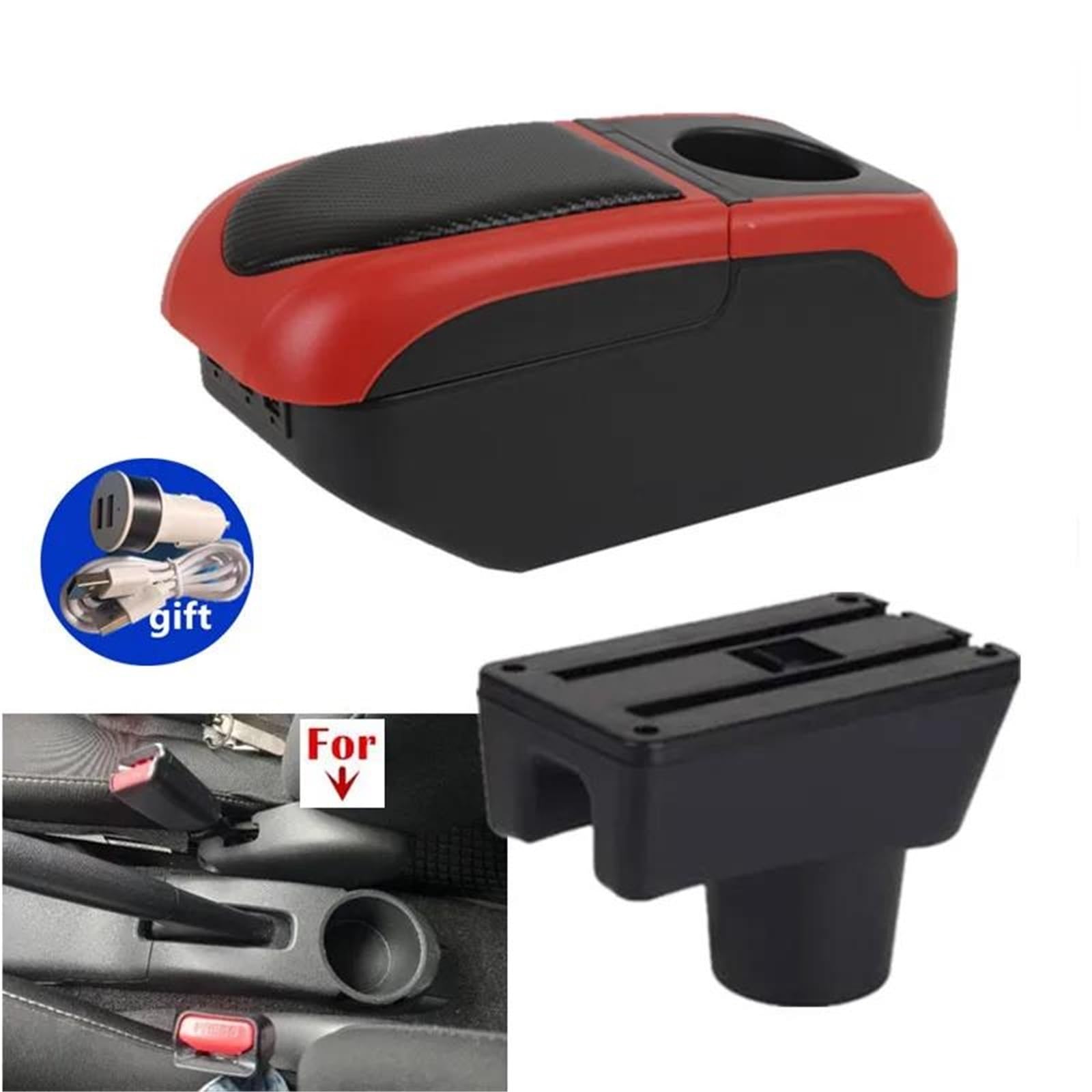 Auto Mittelarmlehne Armlehne Für Mitsubishi Für Attrage Für Mirage Für Space Star Auto Armlehne Box Lagerung Box Nachrüstteile Kfz Stauraum(Black-red) von NYSQOFMB