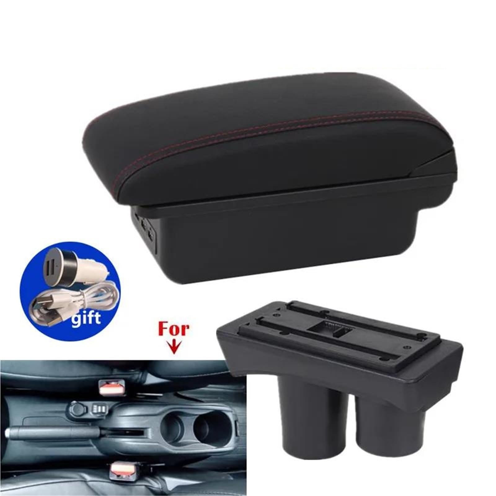 Auto Mittelarmlehne Armlehne Für Peugeot Für 301 Für Citroen Für C-elysee Auto Armlehne Box Lagerung Box Innen Nachrüstung Kfz Stauraum(Style B2) von NYSQOFMB