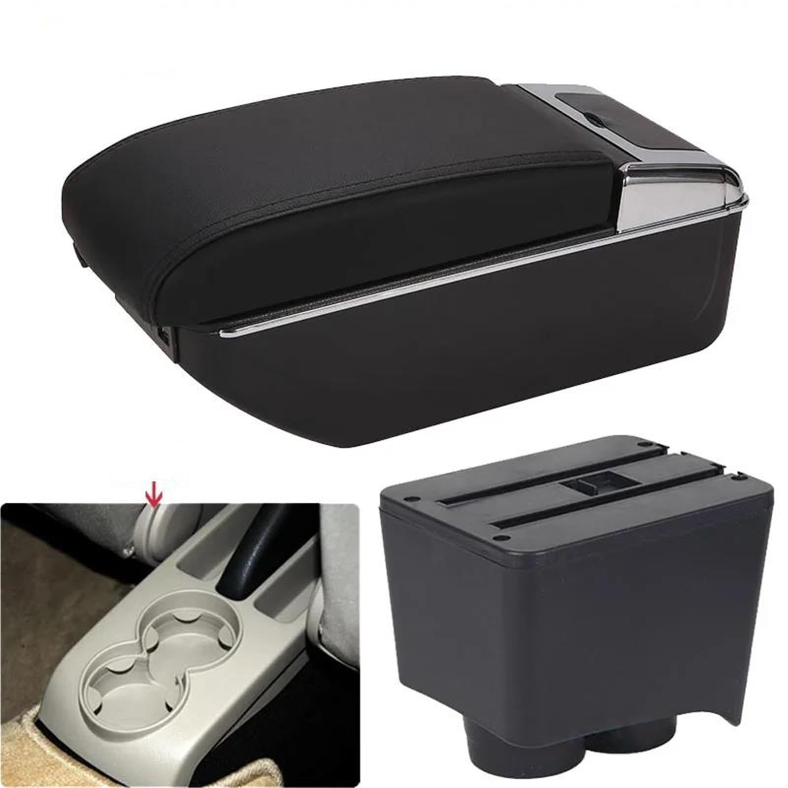 Auto Mittelarmlehne Armlehne Für VW Für Polo 9N 3 2002-2009 Auto Armlehne Box Nachrüstteile Aufbewahrungsbox Autoinnenausstattung Kfz Stauraum(Style B2) von NYSQOFMB