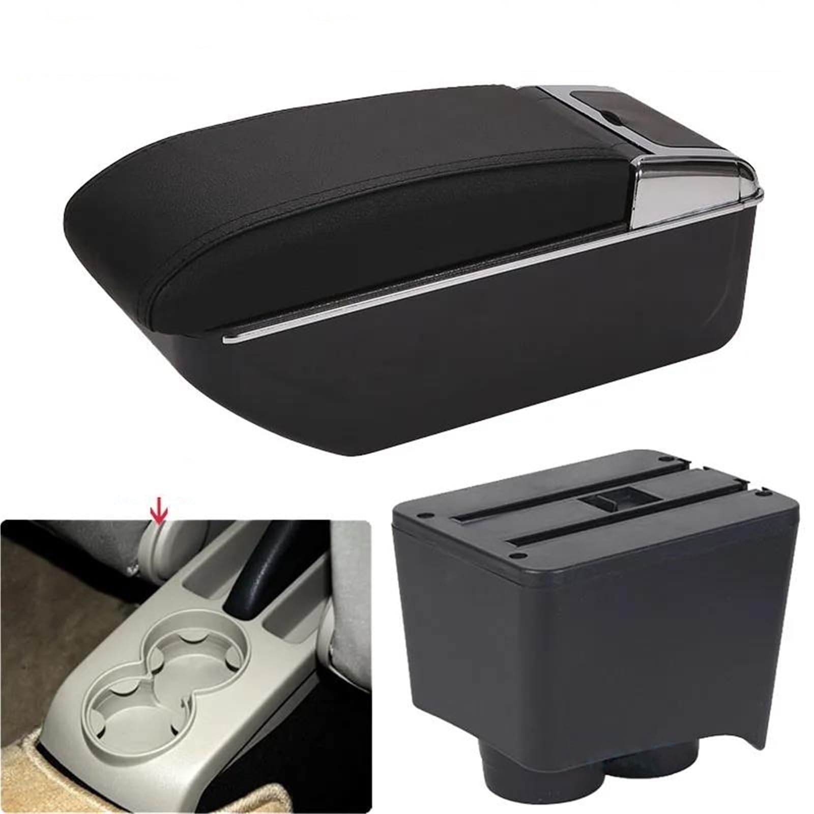Auto Mittelarmlehne Armlehne Für VW Für Polo 9N 3 2002-2009 Auto Armlehne Box Nachrüstteile Aufbewahrungsbox Autoinnenausstattung Kfz Stauraum(Style D2) von NYSQOFMB