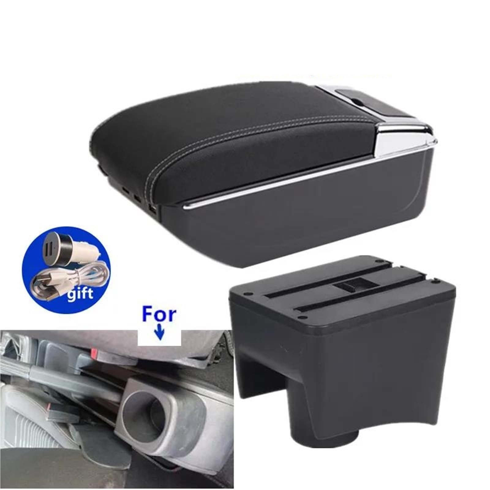 Auto Mittelarmlehne Armlehne Für VW Für Polo Mk5 6R Für Vento 2010-2018 Auto Armlehne Box Center Storage Box Auto Zubehör Kfz Stauraum(Style C3) von NYSQOFMB
