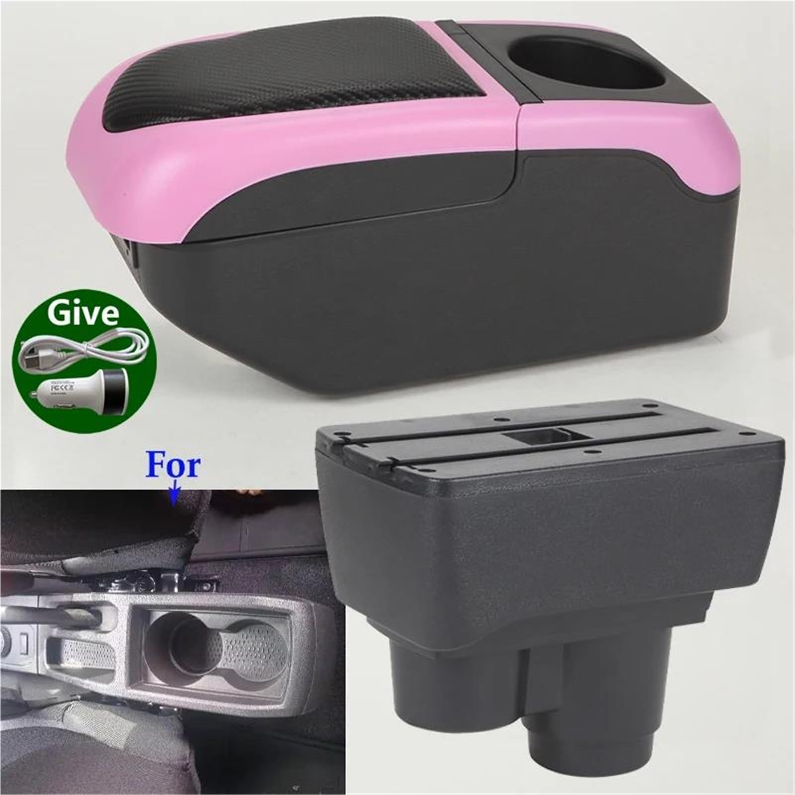 Auto Mittelarmlehne Armlehnenbox Für Dacia Für Duster 2019–2024 Auto-Armlehnenteile Aufbewahrungsbox Verstrebungen Erhöhtes Autozubehör Kfz Stauraum(Black Pink) von NYSQOFMB