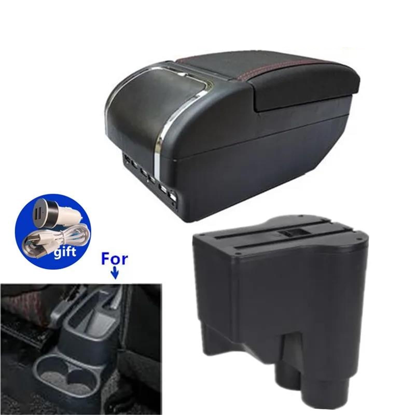 Auto Mittelarmlehne Armlehnenbox Für Daihatsu Für Sirion Für Materia 2007–2015 Auto-Armlehnen-Aufbewahrungsbox Nachrüst-Autozubehör Kfz Stauraum(Style E2) von NYSQOFMB