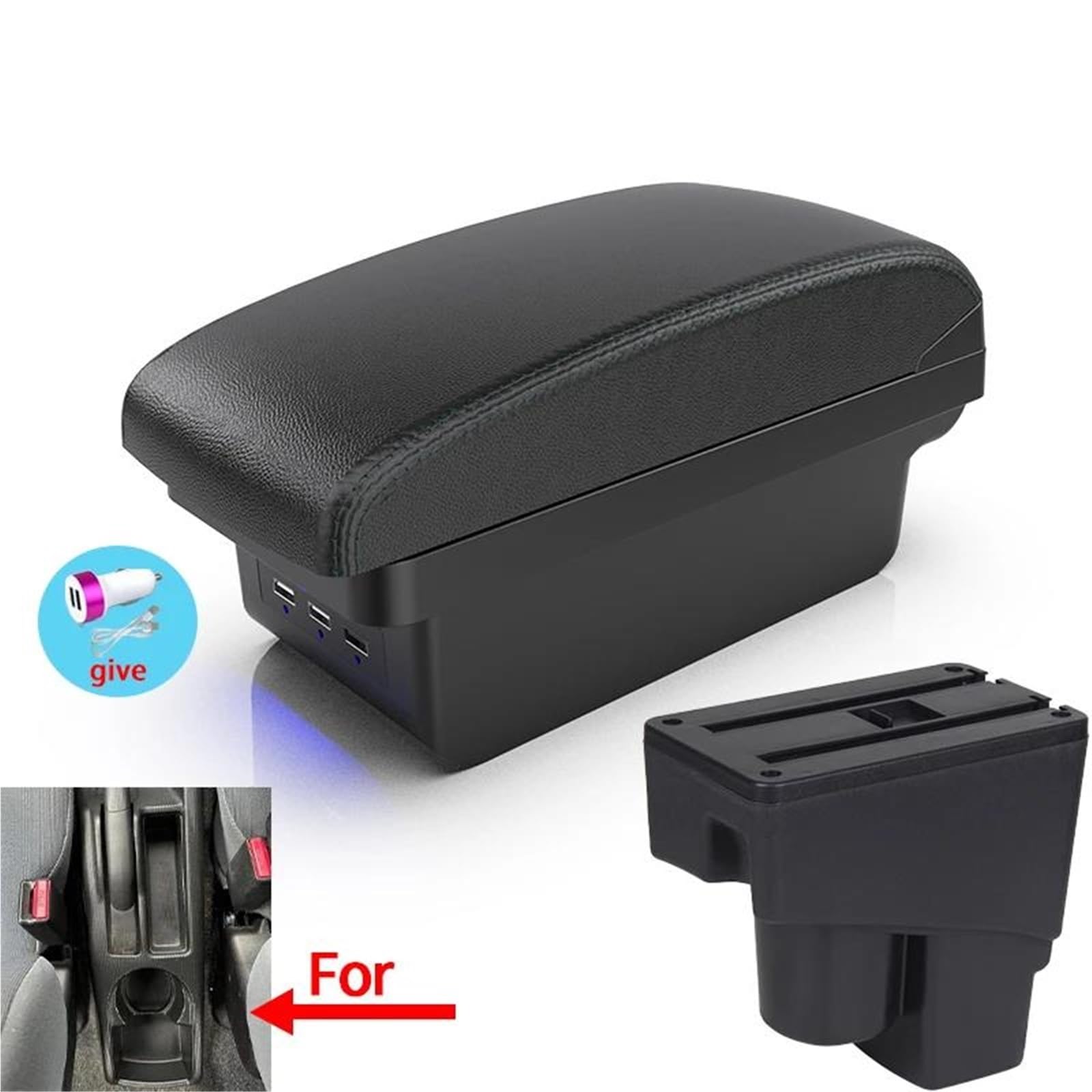 Auto Mittelarmlehne Armlehnenbox Für Fit Für Jazz 1 2003-2007 Auto-Armlehnenarm-Aufbewahrungsbox Autozubehör Kfz Stauraum(Style B2) von NYSQOFMB