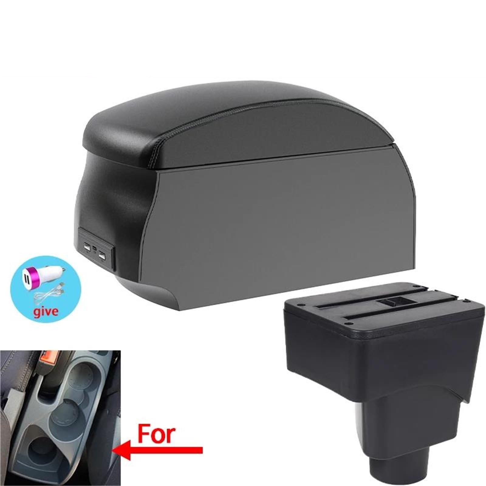 Auto Mittelarmlehne Armlehnenbox Für Ford Für EcoSport 2013-2017 Auto Armlehne Aufbewahrungsbox Arm Auto Retrofit Teile Innen Kfz Stauraum(Style A2) von NYSQOFMB